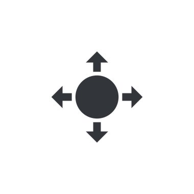 Farklı yönlerde dört oklu lojistik paket. Stok Vektörü illüstrasyonu izole edildi