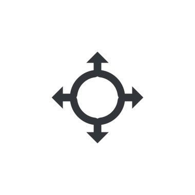 Farklı yönlerde dört oklu lojistik paket. Stok Vektörü illüstrasyonu izole edildi