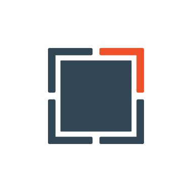 Vektör geometrik kare çerçeve logosu. Logolar için şablon, marka kimliği. Stok Vektörü illüstrasyonu izole edildi