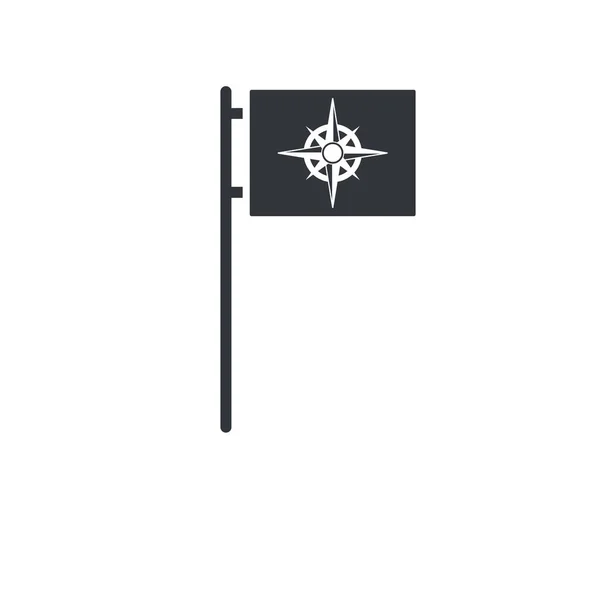 黑色指南针升起旗帜 地缘政治安全概念 孤立的向量图 — 图库矢量图片