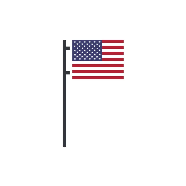 Bandera Usa Asta Bandera Celebración Julio Stock Ilustración Vectorial Aislada — Vector de stock