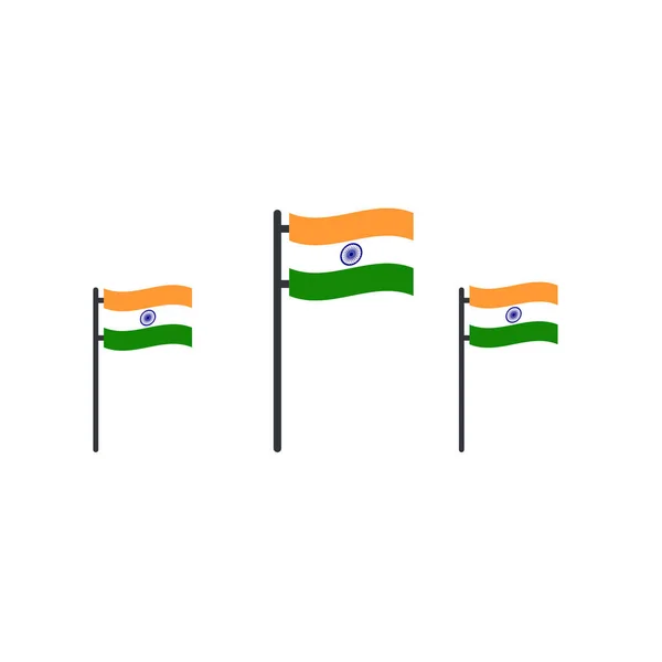 Illustratie Van Indiase Tricolor Vlag Zwaaien Vlaggenmast Voorraadvectorillustratie Geïsoleerd — Stockvector