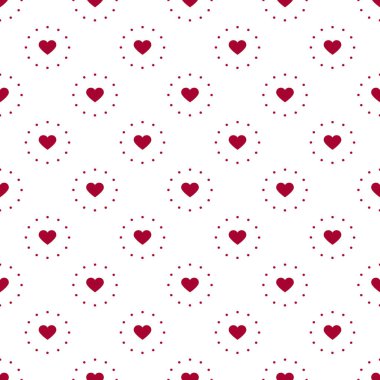 Kalp ve noktalı daireler kusursuz. Süs, hediye paketi kağıdı, şablon dolguları ve web sayfası arkaplanı için kullanılabilir