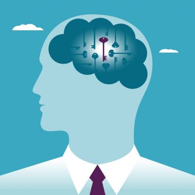 İşadamı başarının anahtarı bulur. İş kavramı vektör çizim