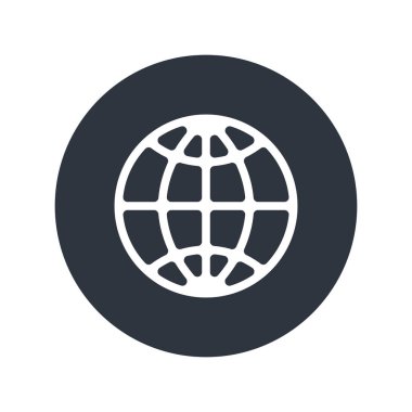 Globe grafik simgesi. Beyaz arka planda izole edilmiş bir web işareti. İnternet sembolü. Vektör illüstrasyonu