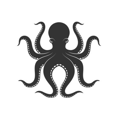 Ahtapot grafik ikonu. Ahtapot işareti beyaz arka planda izole edilmiş. Deniz yaşamı sembolü. Vektör illüstrasyonu
