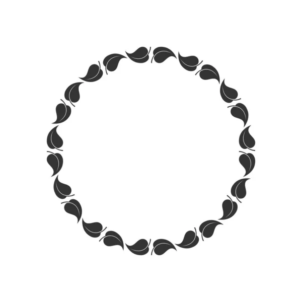 Ram Från Löv Bladen Cirkel Grafisk Bakgrund Ram Isolerad Vit — Stock vektor