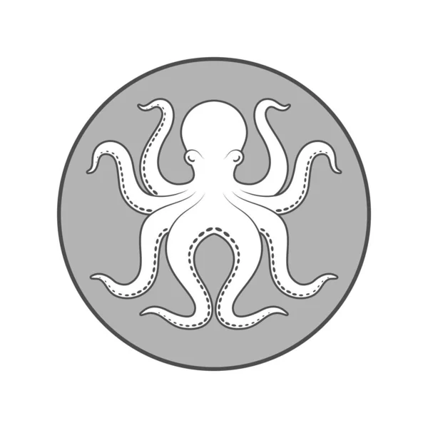 Icono Gráfico Del Pulpo Signo Pulpo Círculo Aislado Sobre Fondo — Vector de stock