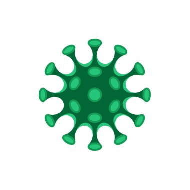 Virüs grafik simgesi. Beyaz arka planda izole edilmiş Coronavirus işareti. Mikrop sembolü. Vektör illüstrasyonu