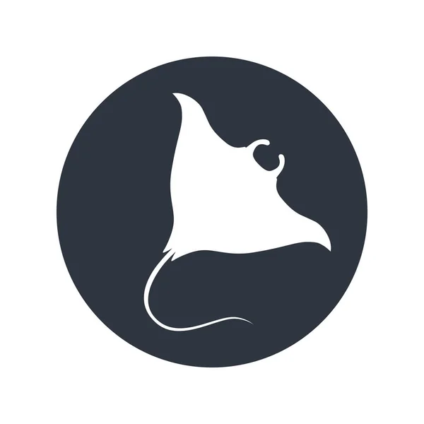 Grafická Ikona Stingray Manta Paprsek Znamení Kruhu Izolované Bílém Pozadí — Stockový vektor