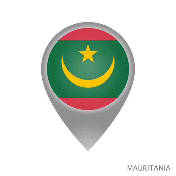 Mappa Puntatore Con Bandiera Della Mauritania Icona Puntatore Colorato Mappa — Vettoriale Stock