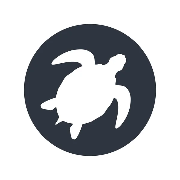 Grafická Ikona Mořské Želvy Nápis Mořské Želvy Kruhu Izolované Bílém — Stockový vektor