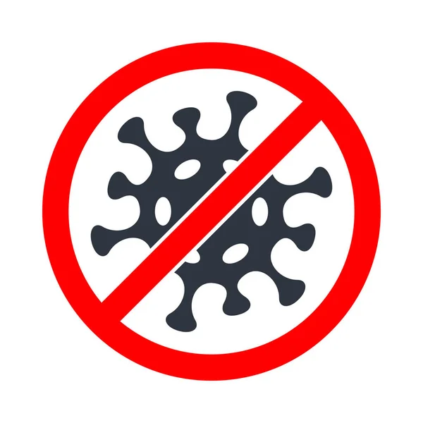 Detener Virus Icono Gráfico Símbolo Prohibido Coronavirus Banner Advertencia Para — Vector de stock