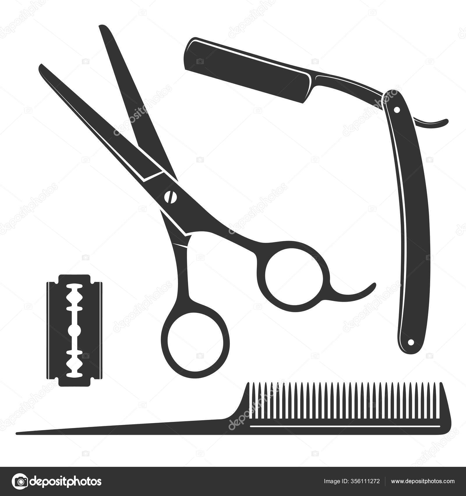Scissors And Comb Vector