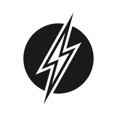 Çember grafik simgesinde şimşek çakması. Enerji işareti beyaz arkaplanda izole edildi. Elektrik güç sembolü. Vektör illüstrasyonu