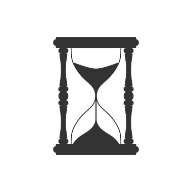 Kum saati grafik simgesi. Kum saati işareti beyaz arkaplanda izole edilmiş. Zaman sembolü. Vektör illüstrasyonu