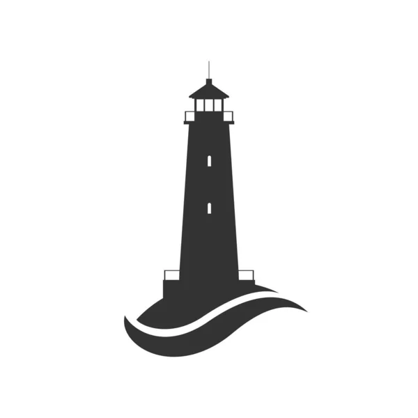 Leuchtturm Symbol Logo Design Zeichen Leuchtturm Isoliert Auf Weißem Hintergrund — Stockvektor