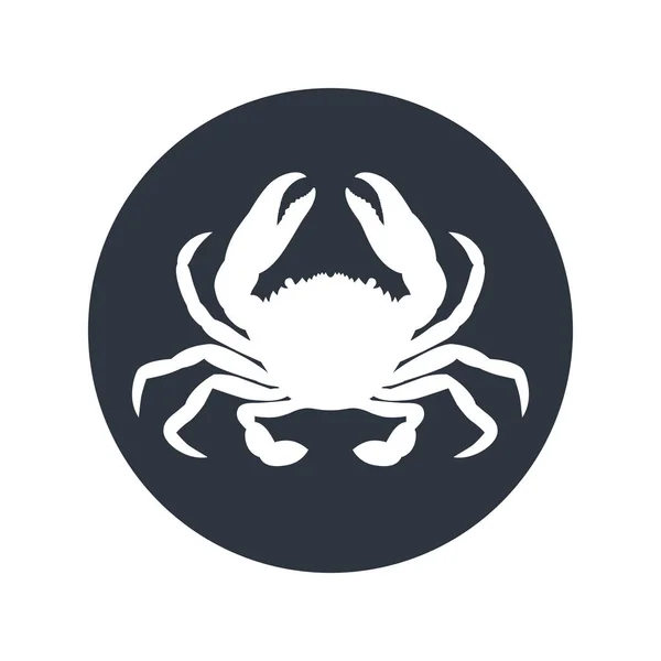 Krabí Grafická Ikona Mořský Krab Znamení Kruhu Izolované Bílém Pozadí — Stockový vektor