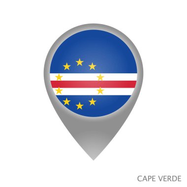 Cape Verde bayrağıyla harita işaretleyici. Harita için renkli işaret simgesi. Vektör İllüstrasyonu.