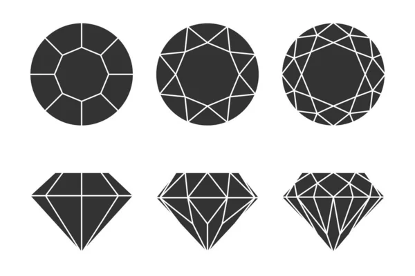 Diamantgrafiska Skyltar Inställda Diamant Typer Skär Ikoner Isolerad Vit Bakgrund — Stock vektor