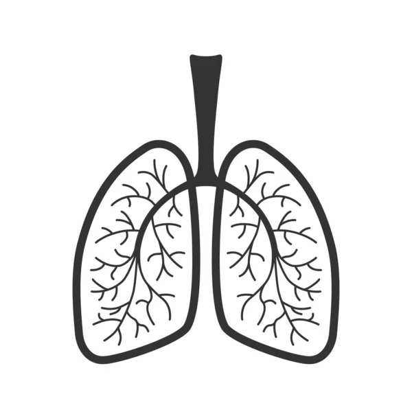 隆起人物形象图标 在白色背景下孤立的人类肺信号 矢量说明 — 图库矢量图片