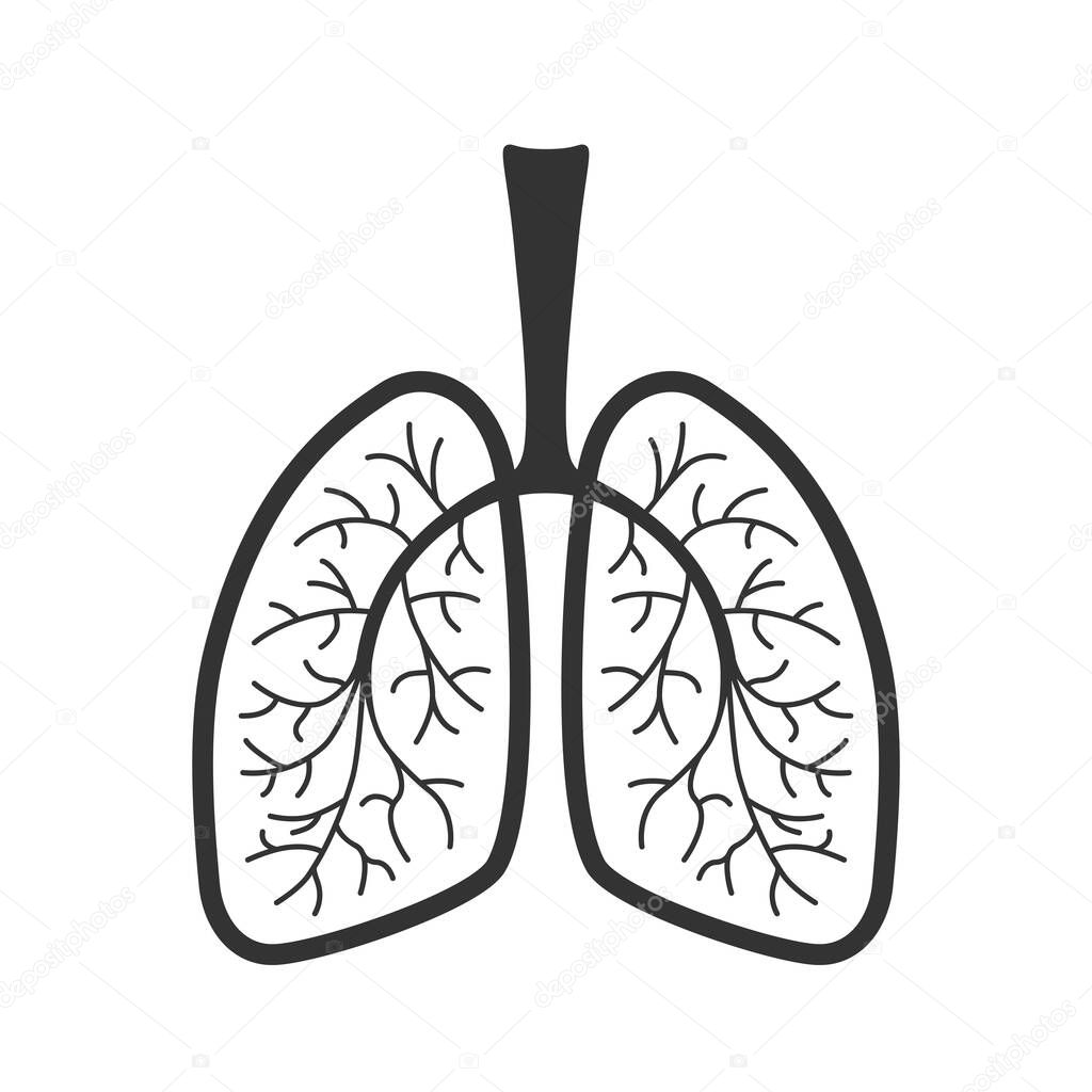 Lungs human graphic icon. Human lungs sign isolated on white background. Vector illustration