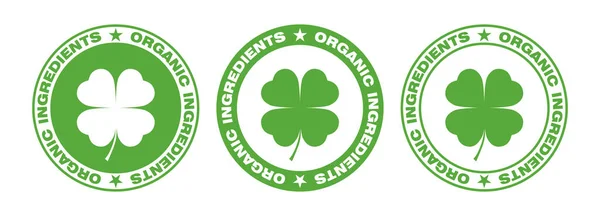 Organic Ingredients Label Stamp Green Leaves Plants Symbol Natural Ingredients — Stock Vector
