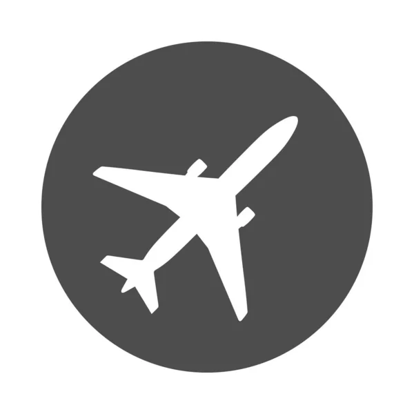 Ikona Graficzna Samolotu Znak Statku Powietrznego Okręgu Izolowane Białym Tle — Wektor stockowy