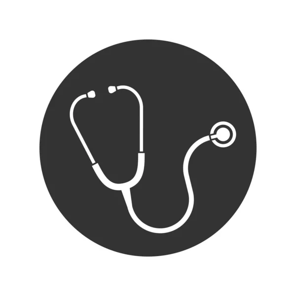 Grafische Ikone Für Stethoskope Stethoskop Zeichen Kreis Isoliert Auf Weißem — Stockvektor