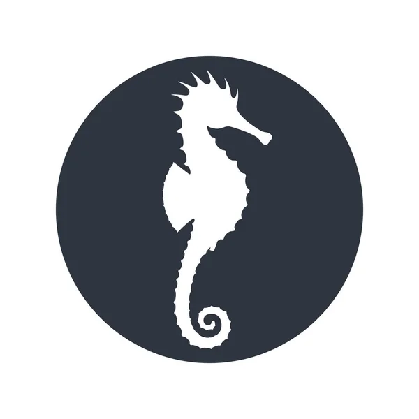 Grafická Ikona Mořského Koníka Znak Mořského Koníka Kruhu Izolovaném Bílém — Stockový vektor