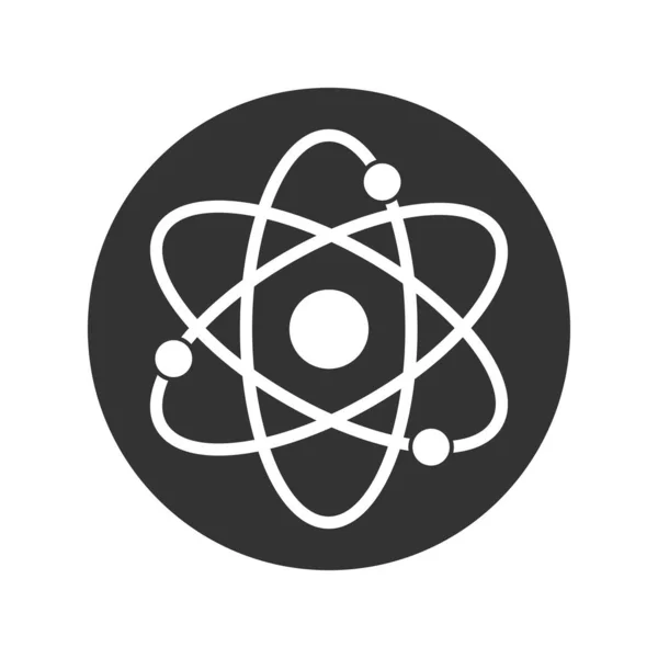 Γραφική Εικόνα Atom Άτομ Σημάδι Στον Κύκλο Που Απομονώνεται Λευκό — Διανυσματικό Αρχείο