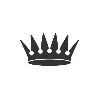 Crown grafik ikonu. Beyaz arka planda izole edilmiş Corona işareti. Kraliyet sembolü. Vektör illüstrasyonu
