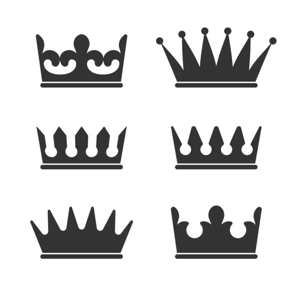 Crowns Grafik Simgesi Seti Beyaz Arka Planda Farklı Işaretler Var — Stok Vektör