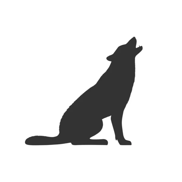 Icono Gráfico Wolf Lobo Sienta Aulla Signo Aislado Sobre Fondo — Archivo Imágenes Vectoriales