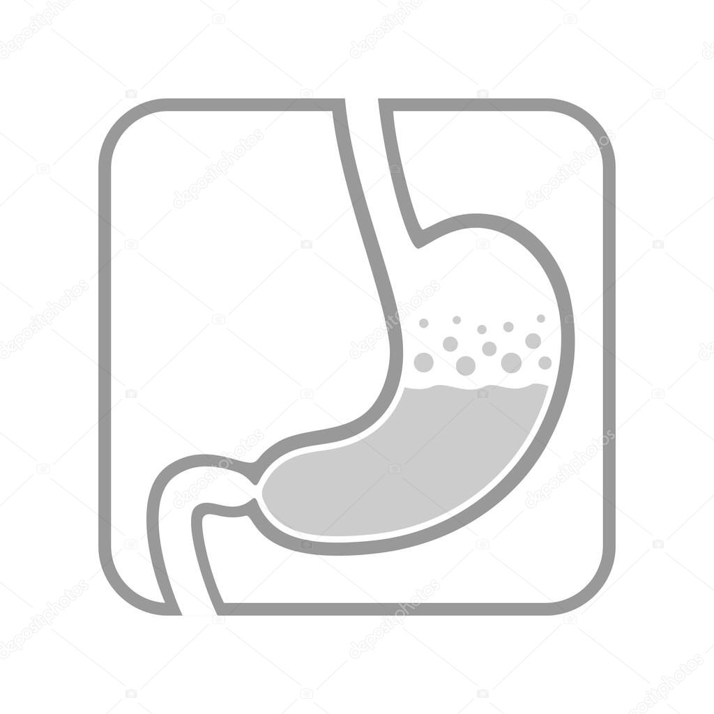 Stomach human graphic icon. Stomach with stomach gas sign isolated on white background. Medical symbol. Vector illustration