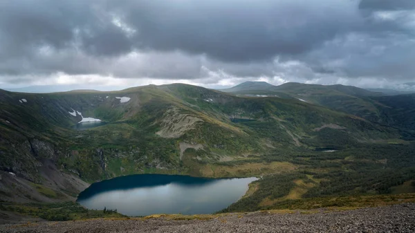 Mountain lakes from above Ivanovo lakes Khakassia