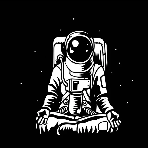 Vector astronaut meditating in open capacity — Stock Vector