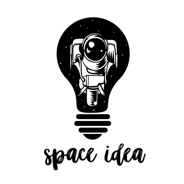 Astronauta en una bombilla. Símbolo del pensamiento creativo, nuevas ideas — Archivo Imágenes Vectoriales