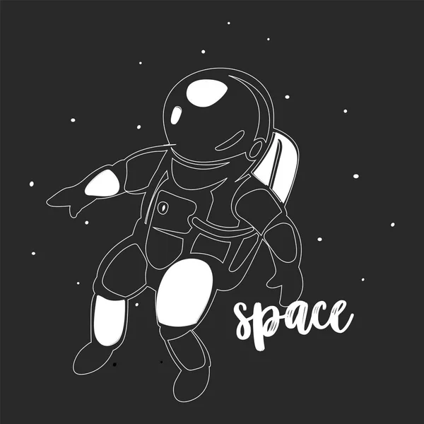 Astronautul în spațiul cosmic vector minimalist modern . — Vector de stoc