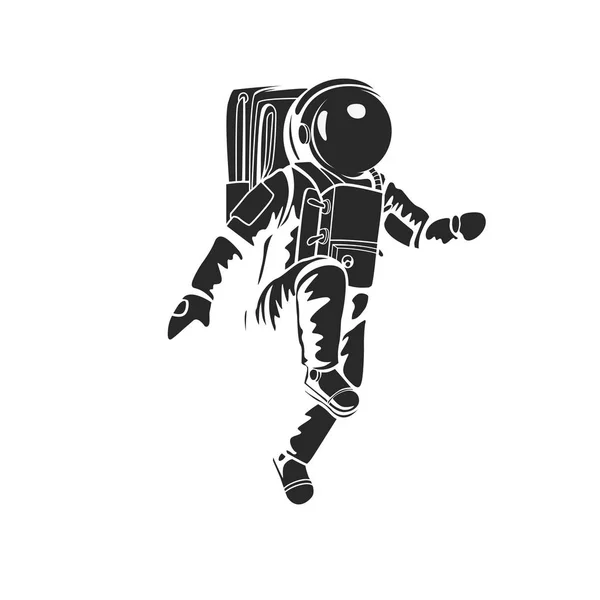 Astronautul mergând pe planetă și pe spațiu — Vector de stoc