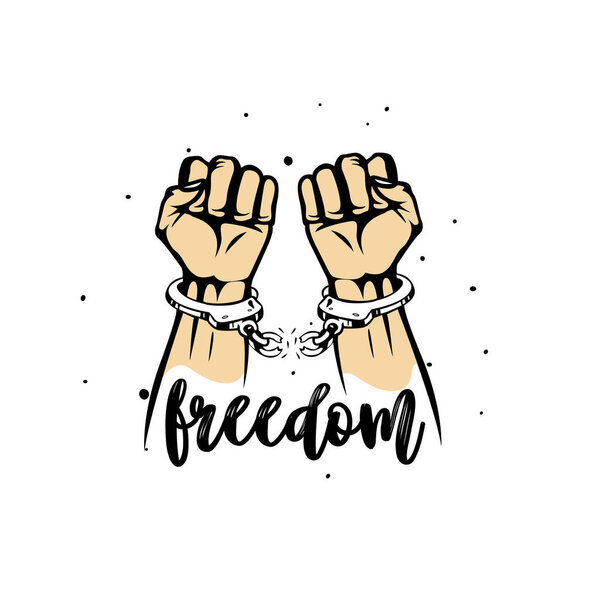 Silhouette illustration vector of human hands handcuffed