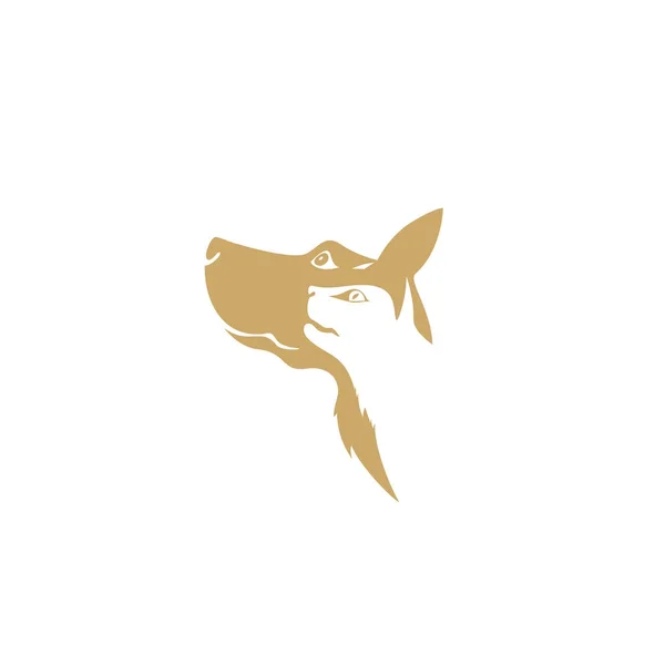 Золотий Собака Кіт Білому Тлі Векторні Ілюстрації — стоковий вектор