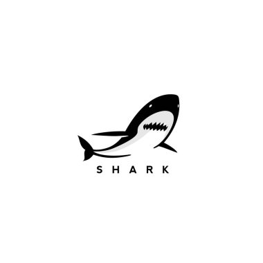 siyah ve beyaz köpekbalığı yaratıcı logo.