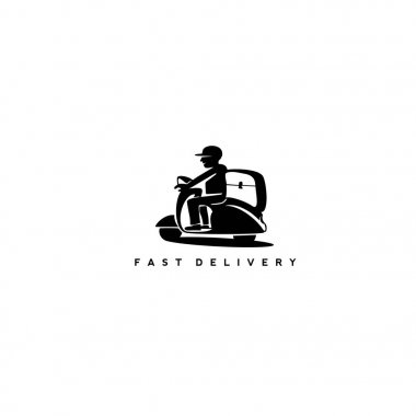 en az logo tasarım adam bir scooter üzerinde