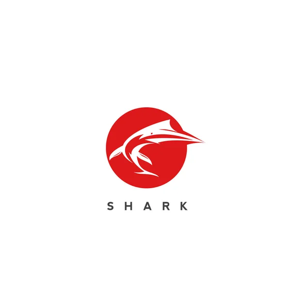 Tubarão branco em círculo vermelho . — Vetor de Stock