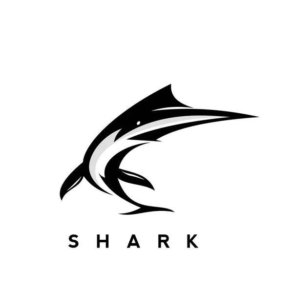 Logo de tiburón negro simple — Vector de stock