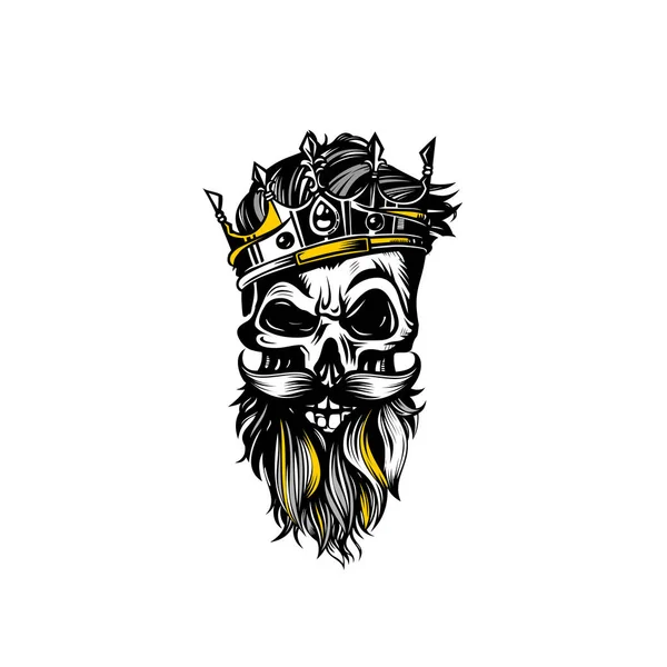 Hand drawn sketch skull with crown vector illustration. — Stock Vector