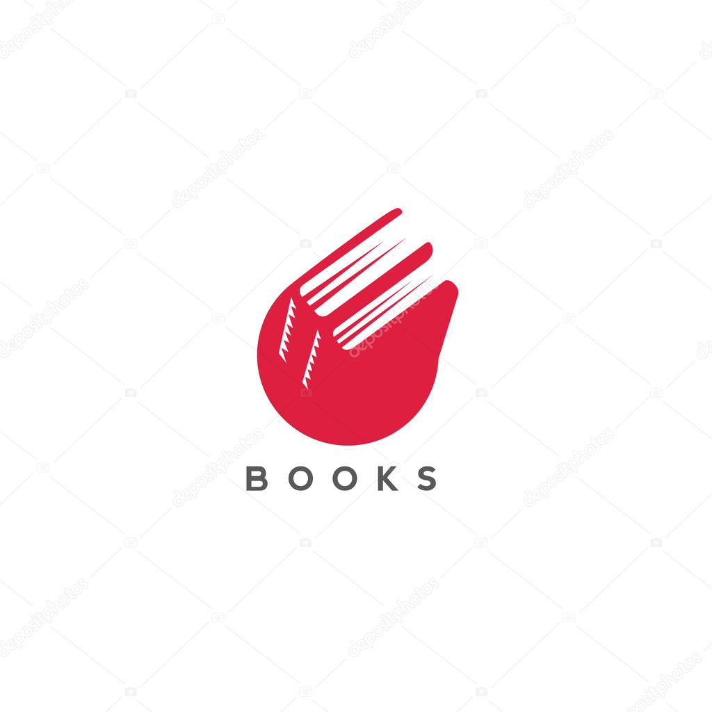 minimal logo of red color books vector illustration