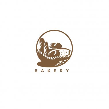 kahverengi ekmek sepeti vektör çizim en az logosu