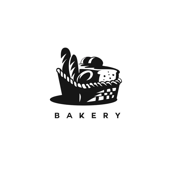 Illustration vectorielle panier boulangerie noir et blanc — Image vectorielle